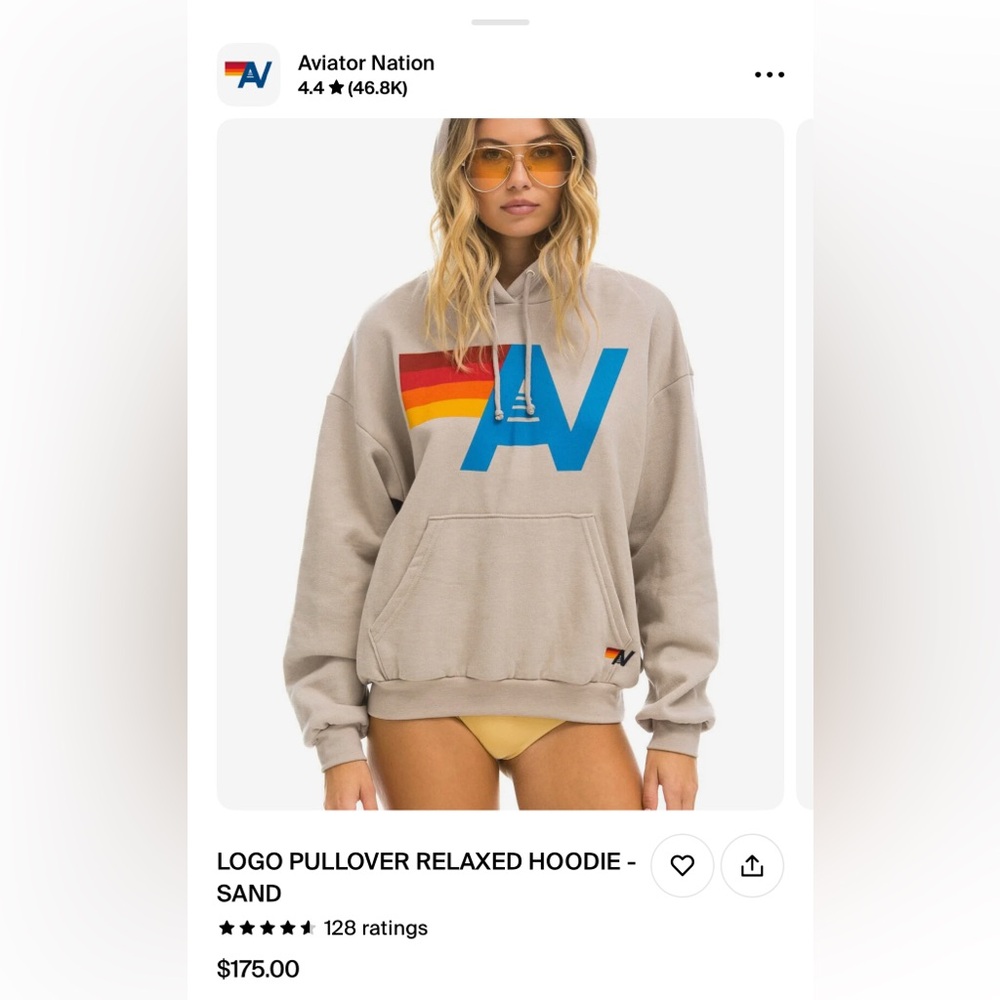 Aviator Nation Logo Pullover Relaxed Hoodie